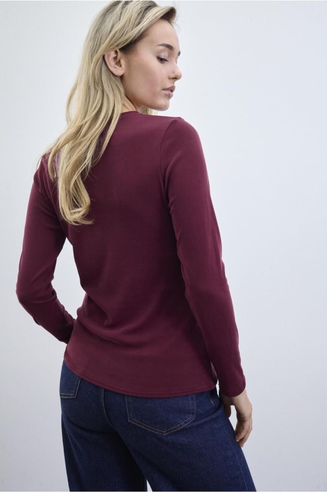 SisterS point bordeaux dames t-shirt | Model achteraanzicht