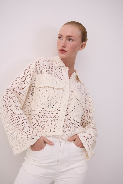 Vila witte dames vest | Model vooraanzicht