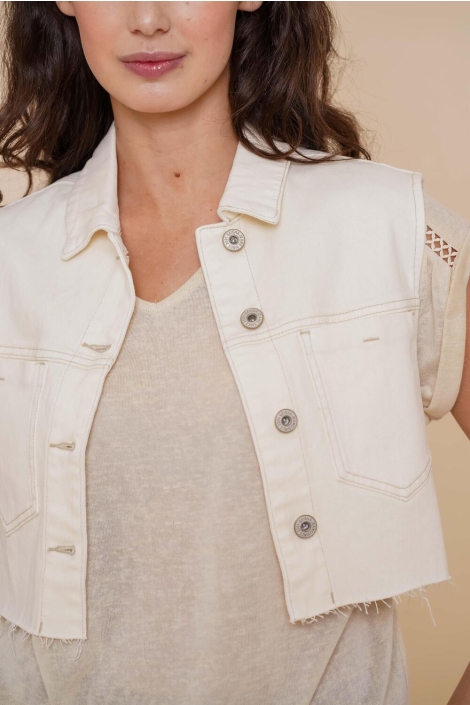 Geisha beige dames gilet | Close up