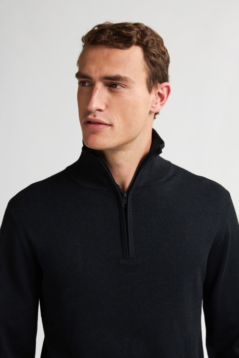 Petrol Industries zwarte heren trui | Close up