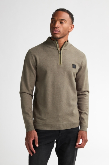 Petrol Industries Trui KNITTED HALF ZIP SWEATER HELENA M 3050 KWC214 6174 Mossy Stone