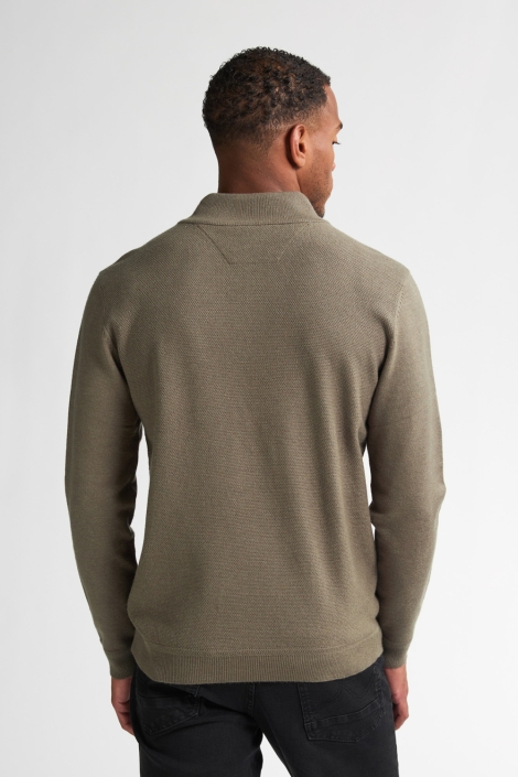 Petrol Industries groene heren trui | Model achteraanzicht