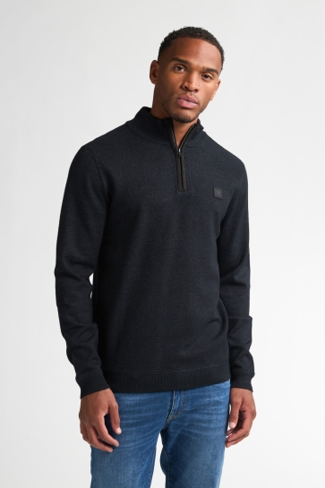 Petrol Industries Trui KNITTED HALF ZIP SWEATER HELENA M 3050 KWC214 9111 Deep Black