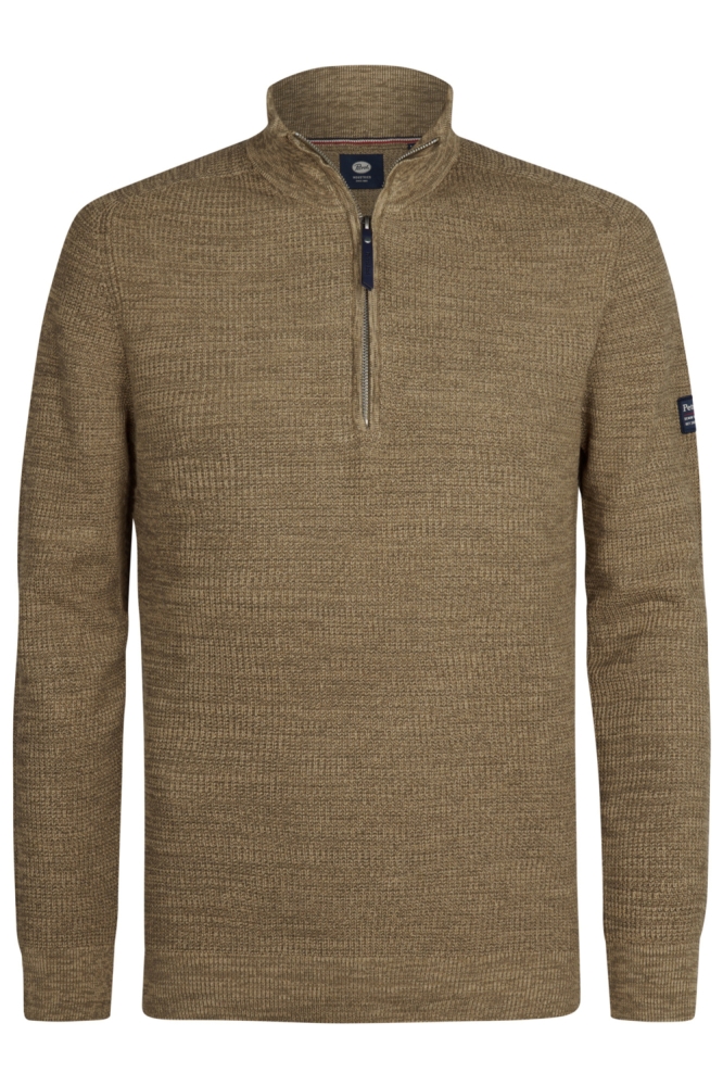 Petrol Industries camel heren sweater | Vooraanzicht