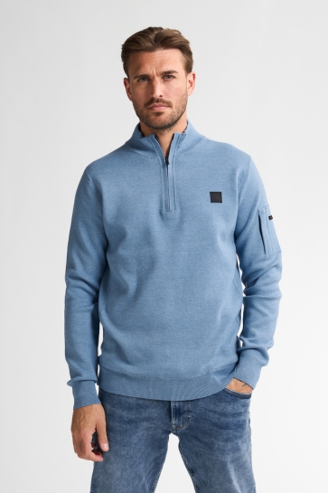 Petrol Industries HALF ZIP SWEATER ASPEN M 3050 KWC248 5187 Pale Blue