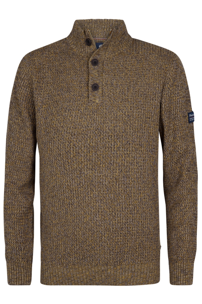 Petrol Industries gele heren trui | Vooraanzicht