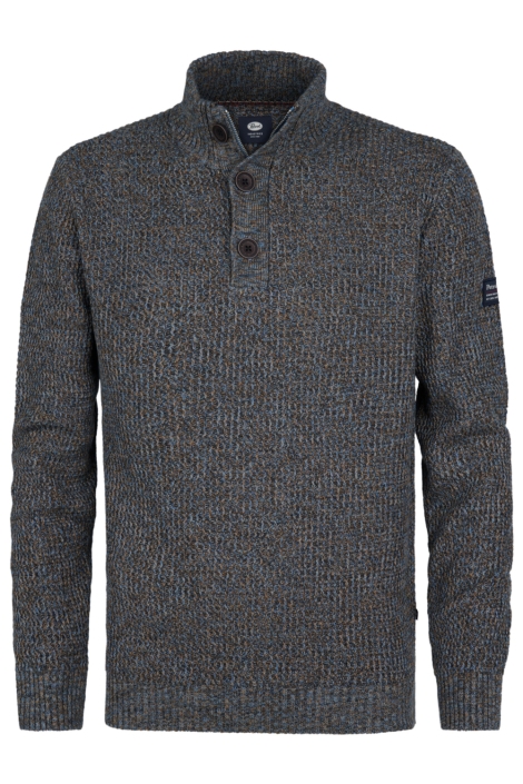 Petrol Industries blauwe heren trui | Vooraanzicht