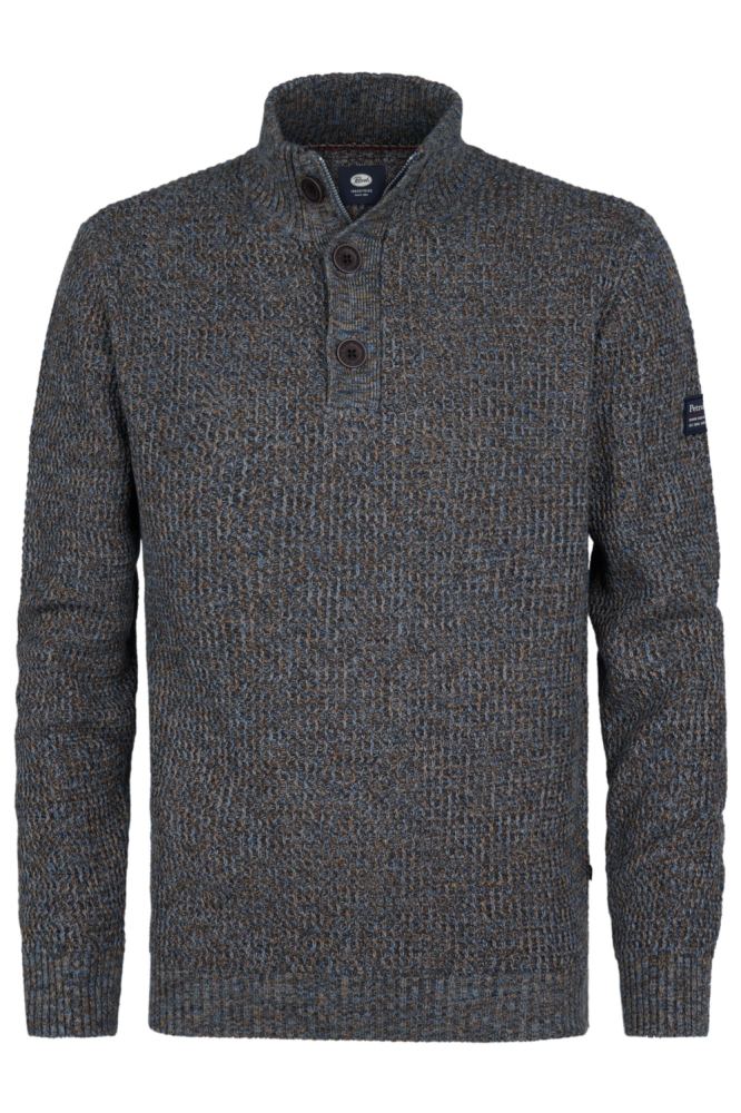 Petrol Industries blauwe heren trui | Vooraanzicht