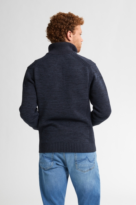 Petrol Industries blauwe heren trui | Model achteraanzicht