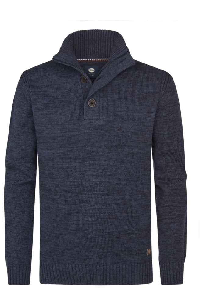 Petrol Industries blauwe heren trui | Vooraanzicht