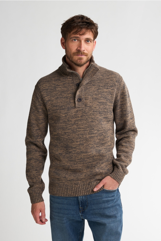 Petrol Industries camel heren trui | Model vooraanzicht