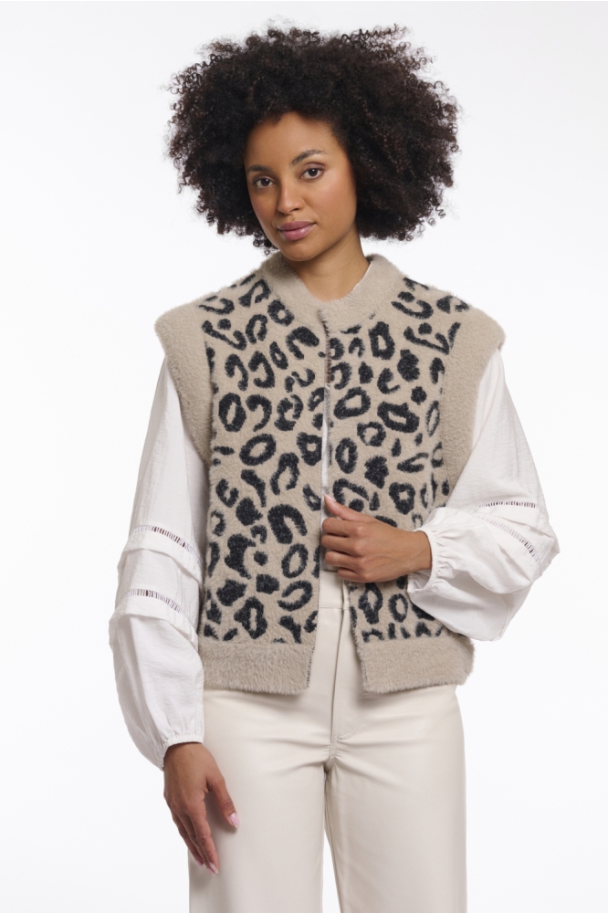 Rino & Pelle beige dames gilet | Model vooraanzicht