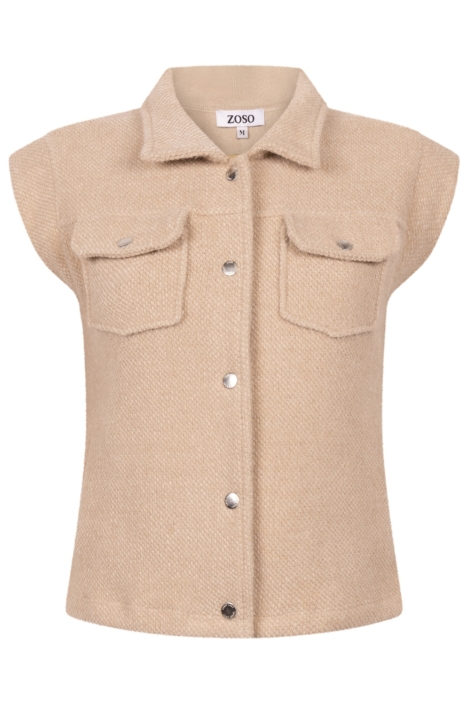 Zoso beige dames gilet | Vooraanzicht