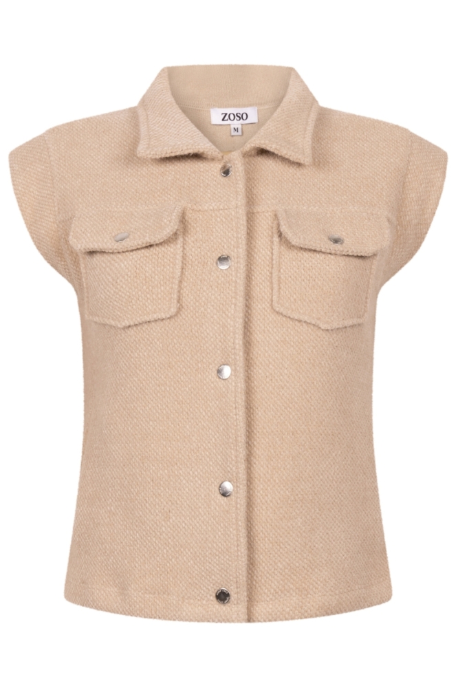 Zoso beige dames gilet | Vooraanzicht
