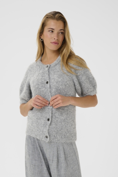 Kaffe grijze dames vest | Model vooraanzicht