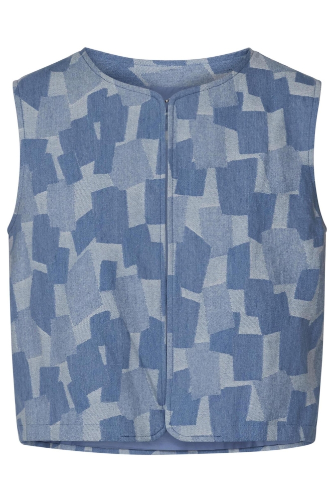 SisterS point blauwe dames gilet | Vooraanzicht