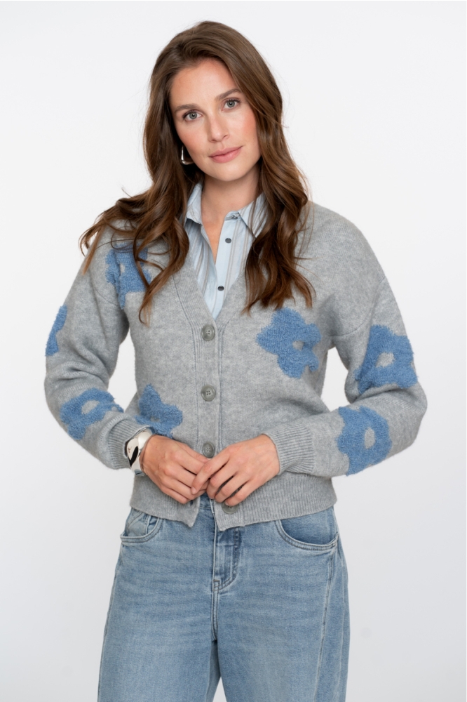 Geisha grijze dames vest | Model vooraanzicht