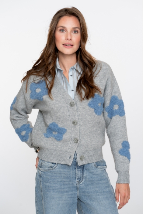 Geisha grijze dames vest | Model vooraanzicht