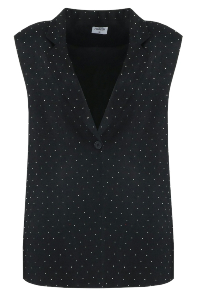 Fluresk zwarte dames gilet | Vooraanzicht