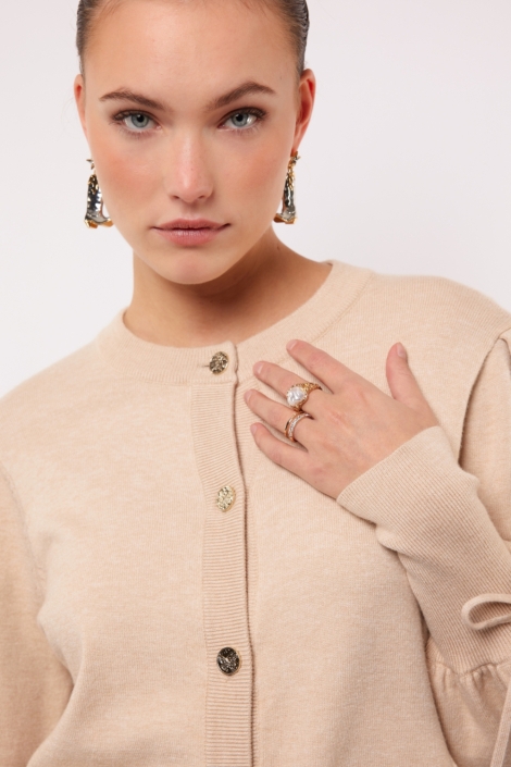 Fluresk beige dames vest | Close up