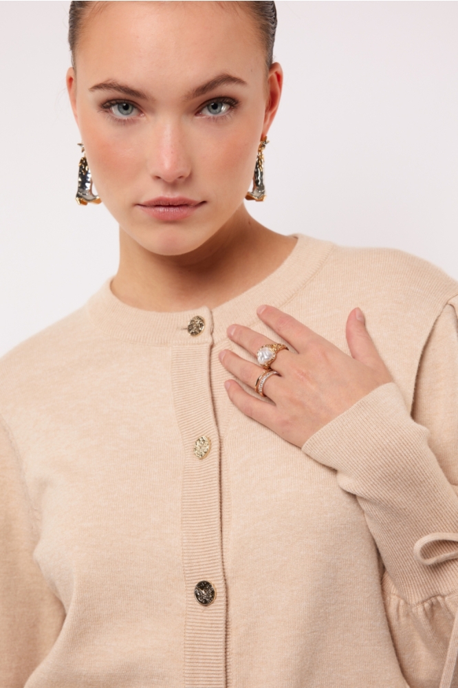 Fluresk beige dames vest | Close up