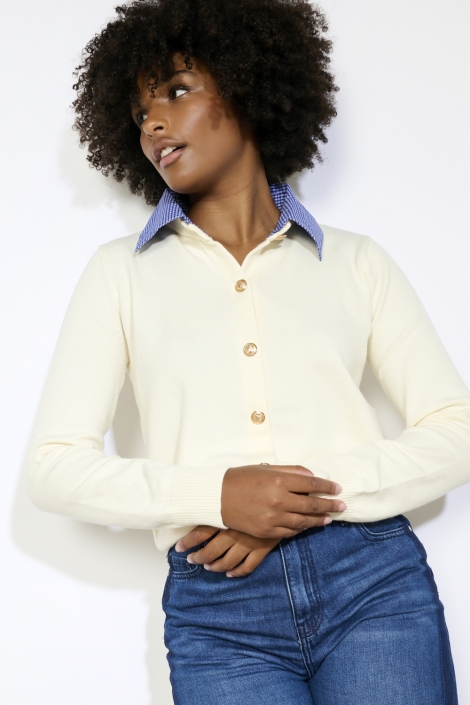 LolaLiza beige dames vest | Model vooraanzicht