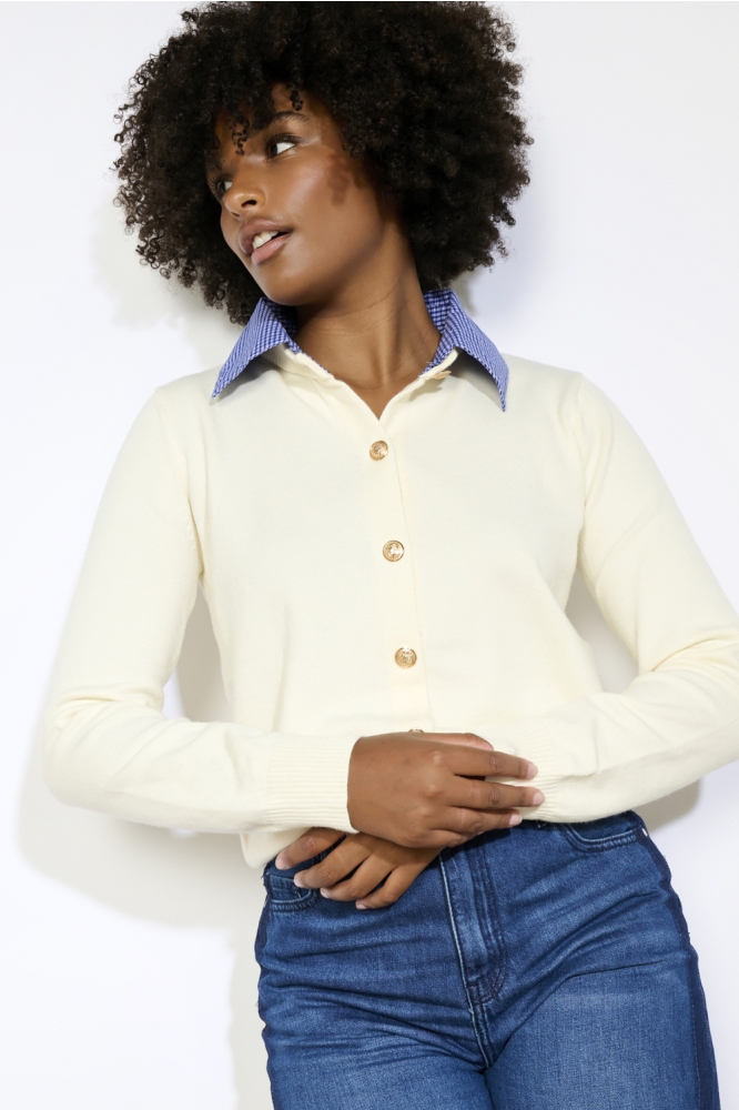 LolaLiza beige dames vest | Model vooraanzicht