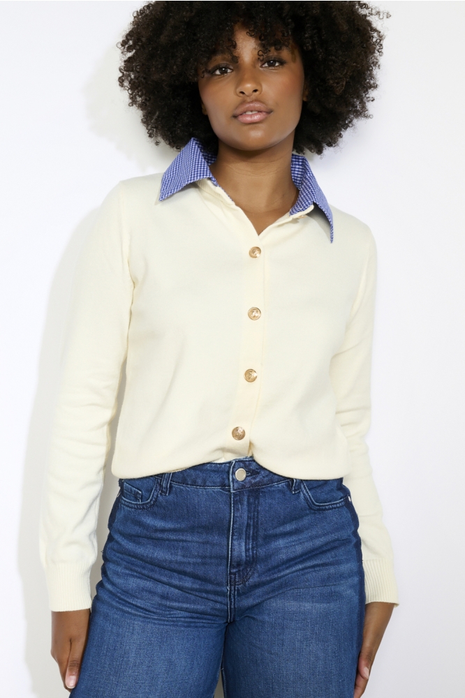 LolaLiza beige dames vest | Model vooraanzicht