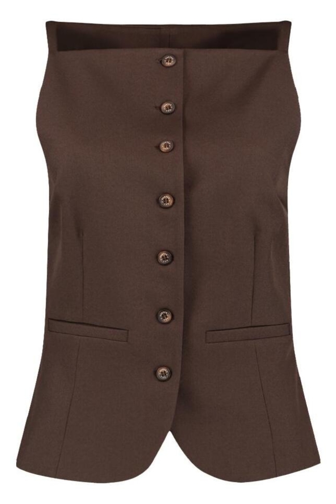 Harper & Yve bruine dames gilet | Vooraanzicht