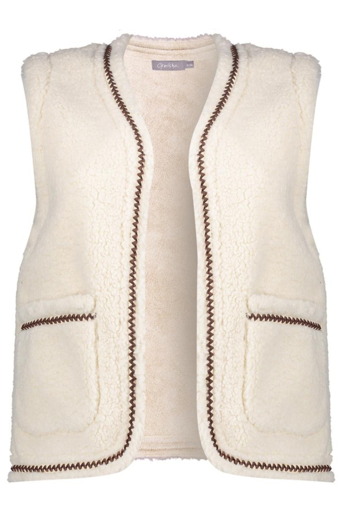 Geisha beige dames gilet | Vooraanzicht