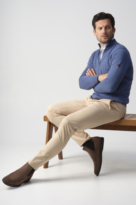 Campbell blauwe heren vest | Model