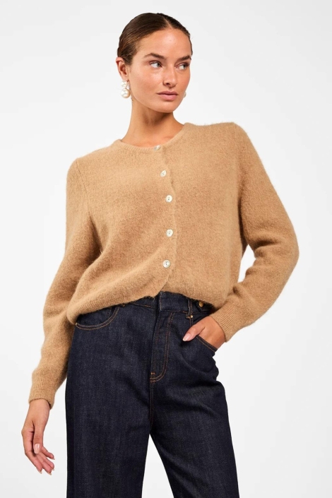 Aaiko camel dames vest | Model vooraanzicht