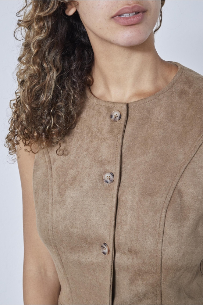 SisterS point camel dames gilet | Close up