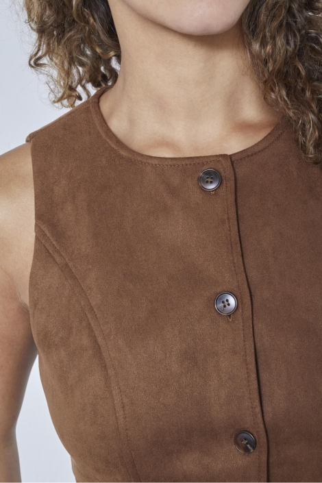 SisterS point cognac dames gilet | Close up