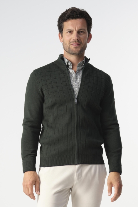 Campbell groene heren vest | Model vooraanzicht