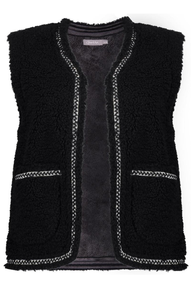 Geisha zwarte dames gilet | Vooraanzicht