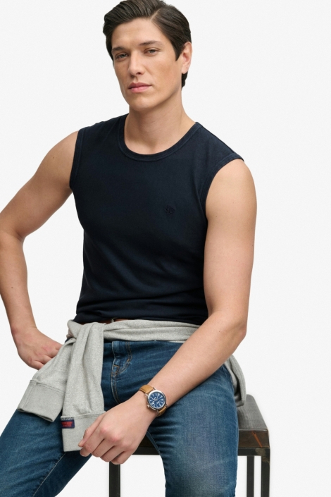 Superdry blauwe heren t-shirt | Model vooraanzicht