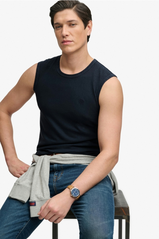 Superdry blauwe heren t-shirt | Model vooraanzicht