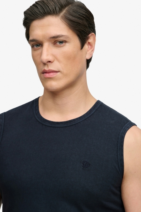 Superdry blauwe heren t-shirt | Close up