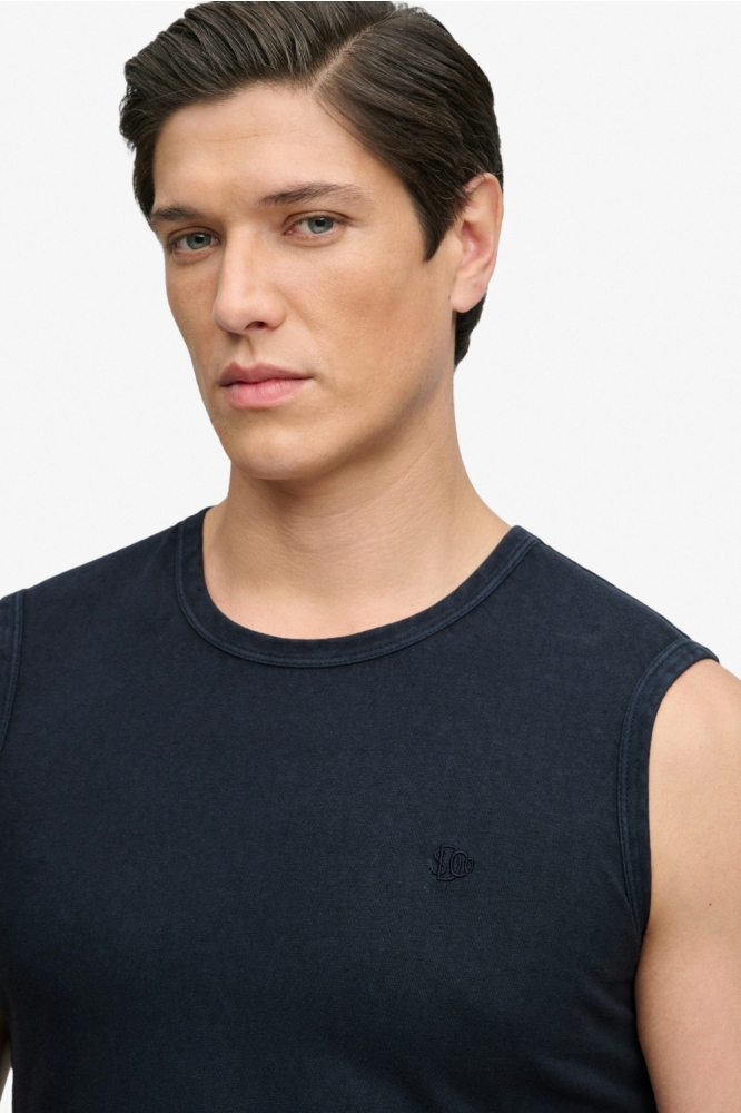 Superdry blauwe heren t-shirt | Close up