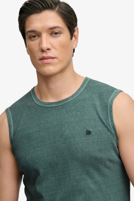 Superdry groene heren t-shirt | Close up