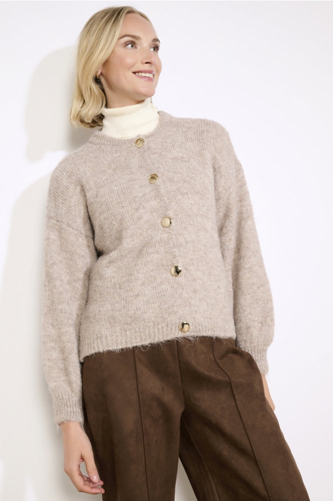 LolaLiza taupe dames vest | Model vooraanzicht