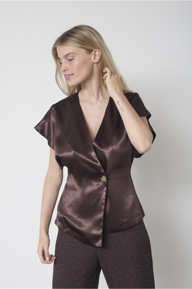 SisterS point bruine dames blouse | Model vooraanzicht