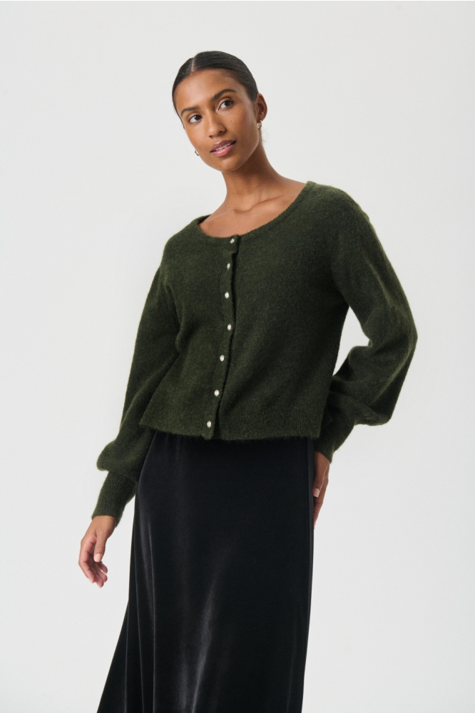 Part Two groene dames vest | Model vooraanzicht