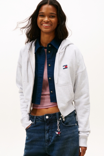 Tommy Jeans TJW BXY CRP ZIP THRU HOODIE DW0DW21976 P08 ICE GREY HEATHER