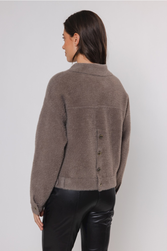 Rino & Pelle taupe dames jas | Model achteraanzicht