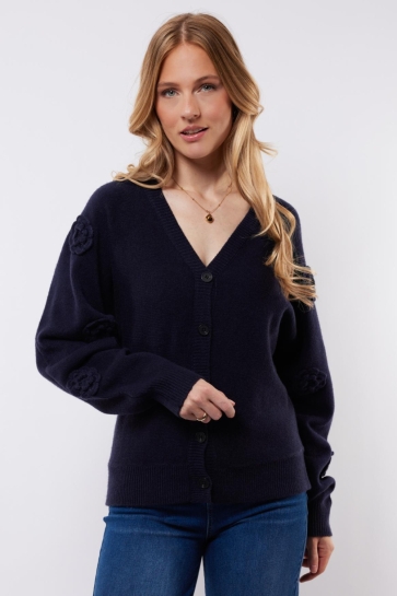 C&S The Label CHLOE KNIT CARDIGAN 25NVC01 625 MIDNIGHT BLUE