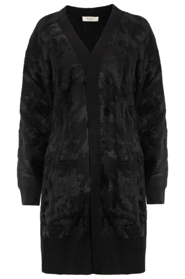 NED PADSTOW LS RMJ FURRY PRINT KNIT 25W1 U386 01 900-900 black-black