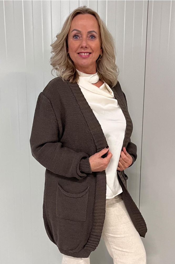 FOS Amsterdam taupe dames vest | Vooraanzicht