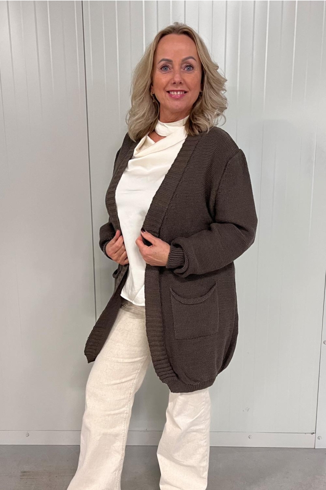 FOS Amsterdam taupe dames vest | Model vooraanzicht